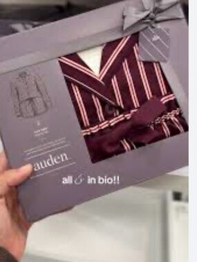 Auden Burgundy and Cream Striped Sleep Set ; Luxe Satin Pajama Set